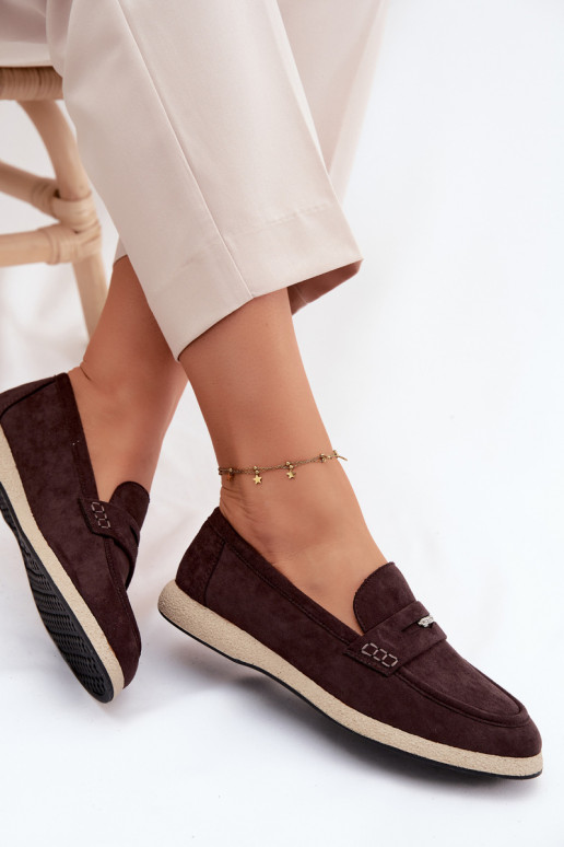 Mocassins en simili daim pour femmes Vinceza 62273 en chocolat
