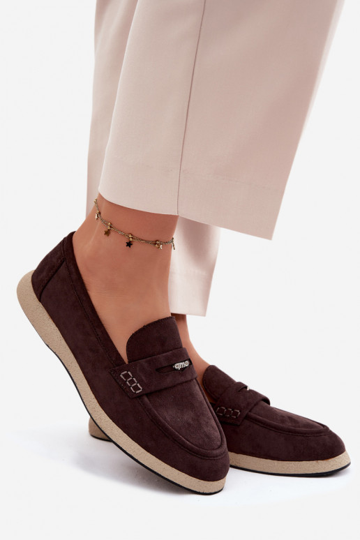 Mocassins en simili daim pour femmes Vinceza 62273 en chocolat