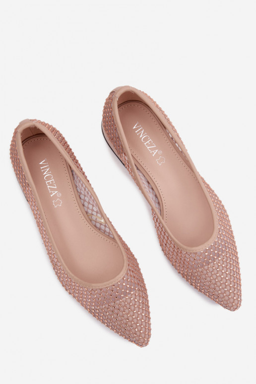 Ballerines beiges à petit talon avec décoration en maille Vinceza 62294
