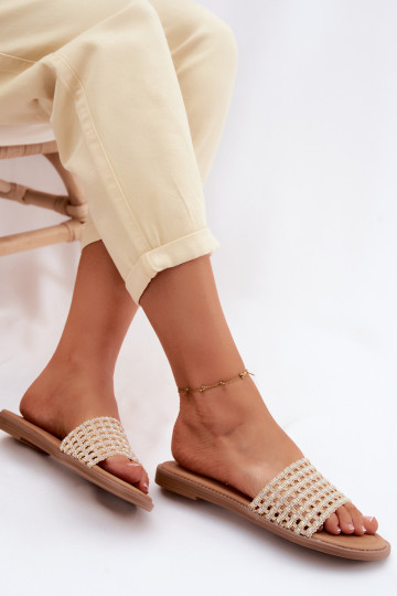 Chaussons couleur sable avec détails brillants Fendi
