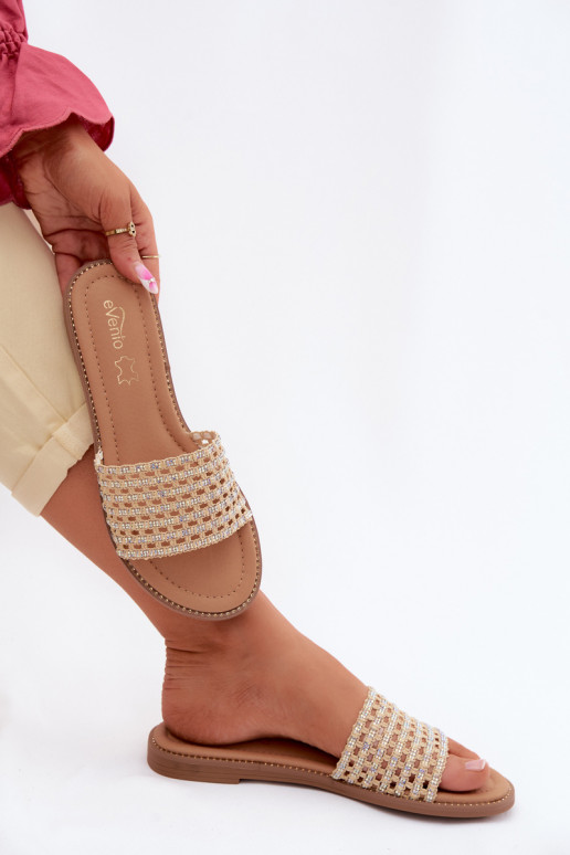 Chaussons Appartement pour femmes avec des yeux qui clignotent beige Fendi