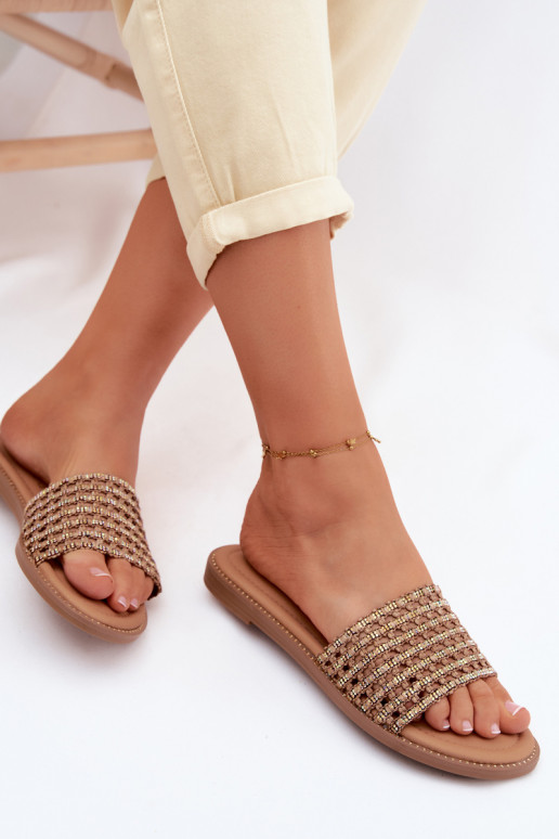 Chaussons Appartement pour femmes avec des yeux qui clignotent marron Fendi