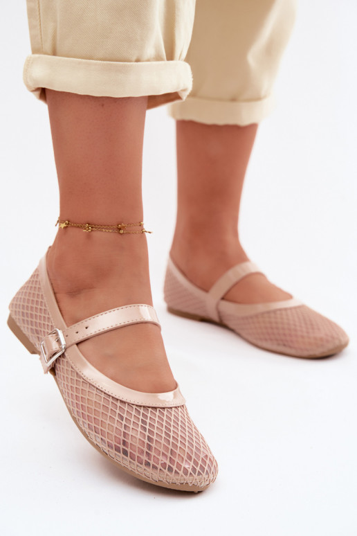 grille Ballerines avec des sangles beige Gaia