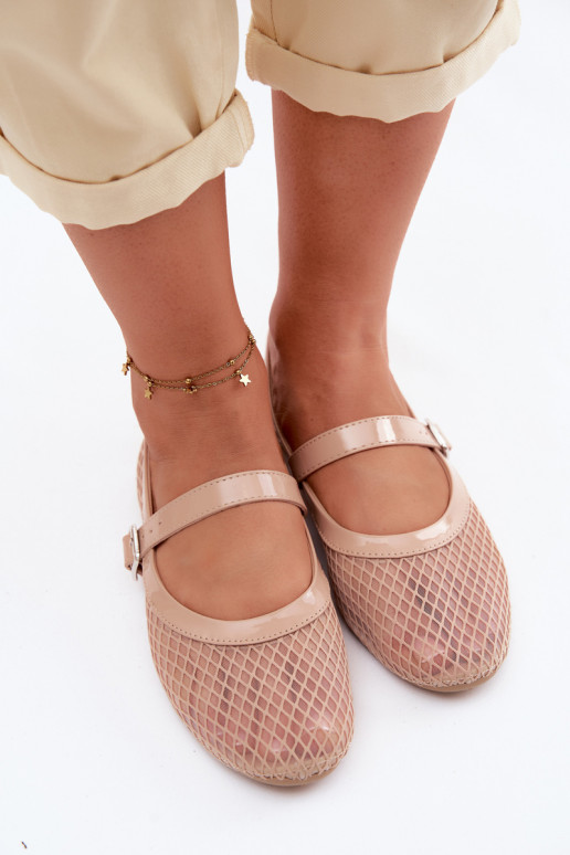 Ballerines en mesh couleur sable avec brides Gaia