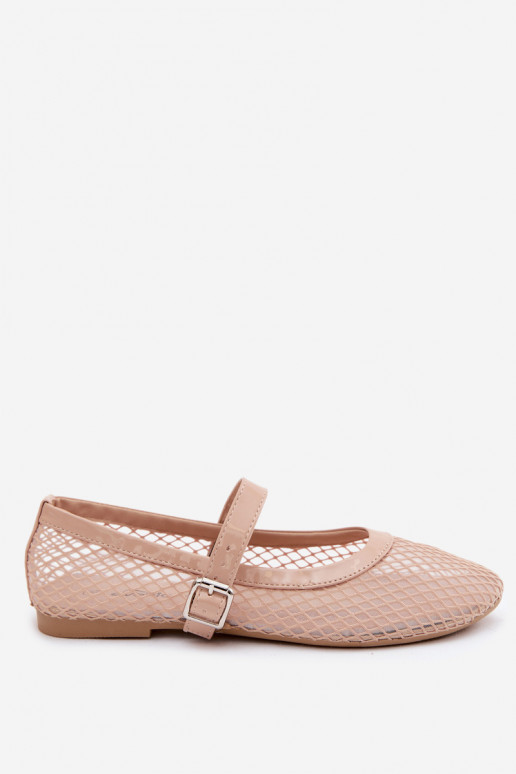 Ballerines en mesh couleur sable avec brides Gaia