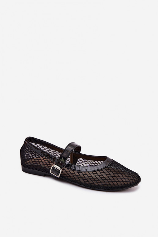 Ballerines en mesh noires avec brides Gaia