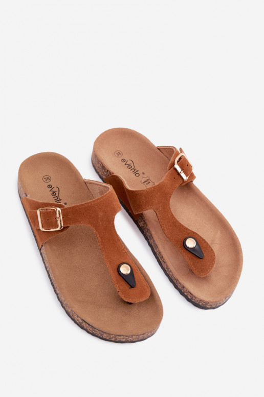 Chaussons en faux daim marron avec boucles dorées Honey