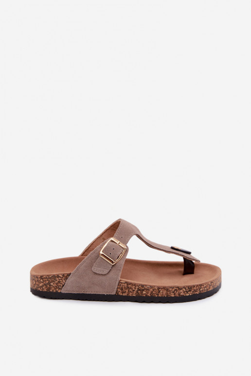 Chaussons en faux daim sable avec boucles dorées Honey