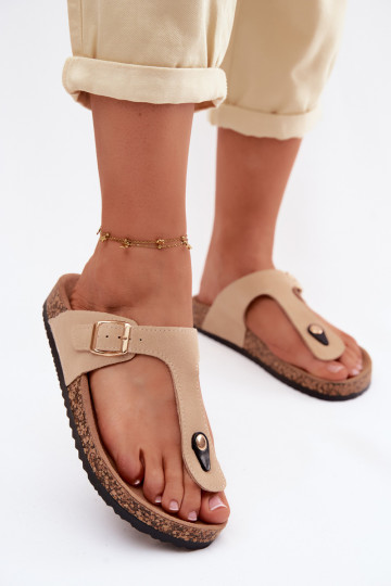 Chaussons en faux daim sable avec boucles dorées Honey 2