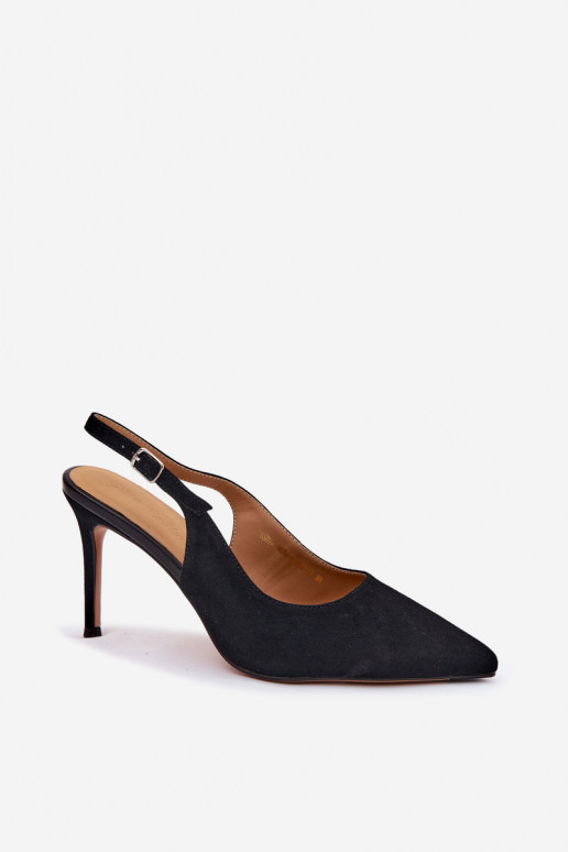Sandales pour femmes avec des talons finsActivéturalnego en daimu couleur noire Kandy