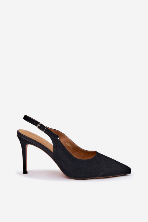 Sandales pour femmes avec des talons finsActivéturalnego en daimu couleur noire Kandy