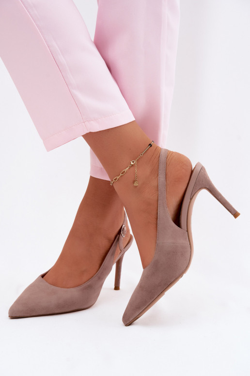 Sandales pour femmes avec des talons finsActivéturalnego en daimu beige Kandy