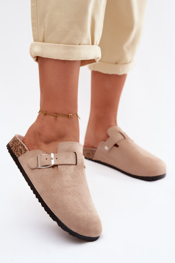 Chaussons Sabots Féminin avec boucles beige Lacey 2