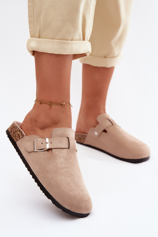 Chaussons Sabots Féminin avec boucles beige Lacey