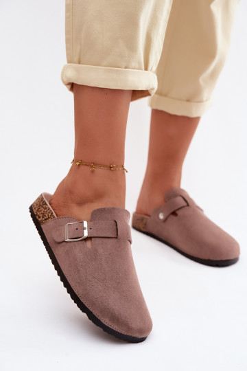 Chaussons Sabots Féminin avec boucles beige Lacey 2