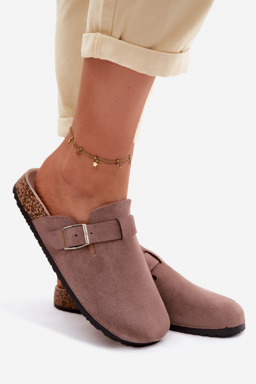 Chaussons Sabots Féminin avec boucles beige Lacey