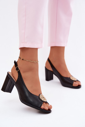 Sandales à talons hauts pour femmes avec détails dorés en noir Lotus