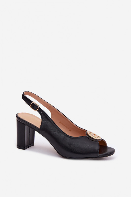 Sandales à talons hauts pour femmes avec détails dorés en noir Lotus