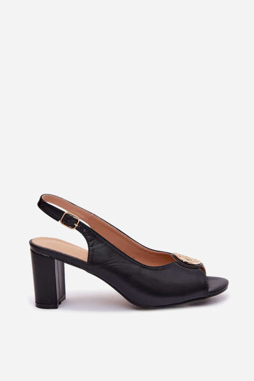 Sandales à talons hauts pour femmes avec détails dorés en noir Lotus