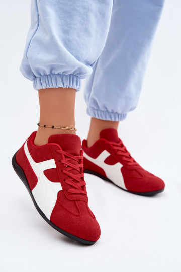 Chaussures modèle baskets Féminin couleur rouge Il fautple