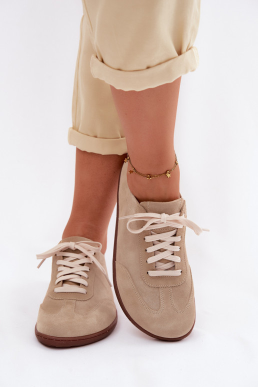 Peau en daim Chaussures de loisirs Barefoot Zazoo N1243 beige