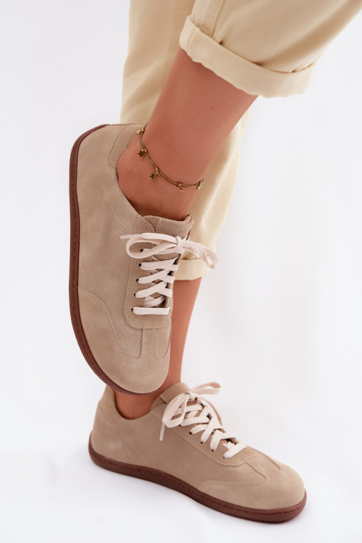 Peau en daim Chaussures de loisirs Barefoot Zazoo N1243 beige