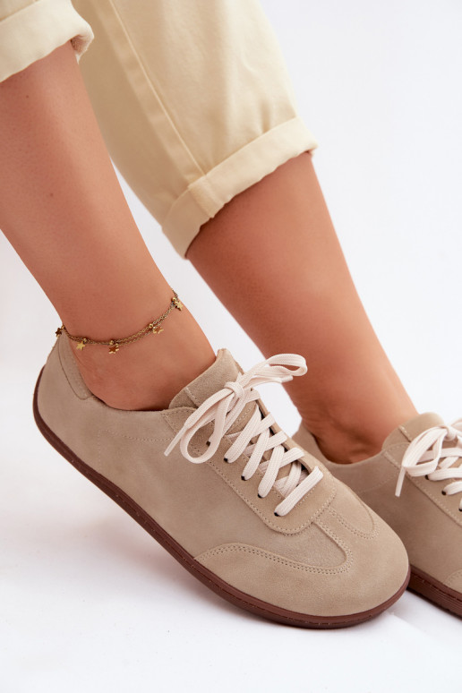 Chaussures décontractées en daim synthétique Barefoot Zazoo N1243 couleur sable