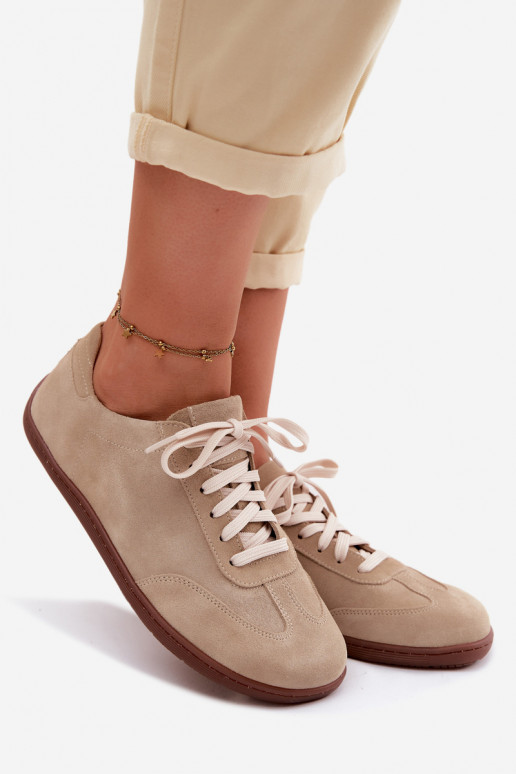 Peau en daim Chaussures de loisirs Barefoot Zazoo N1243 beige