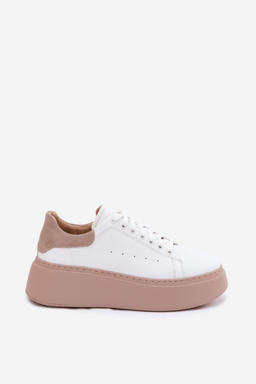 Peau Chaussures modèle baskets Féminin avec une plateforme Zazoo N408S2 couleur blanche