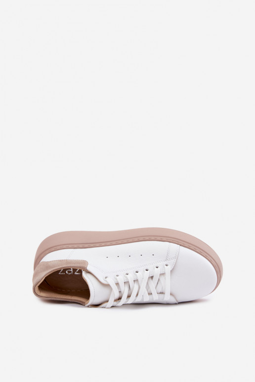 Baskets en cuir avec plateforme Zazoo N408S2 blanches