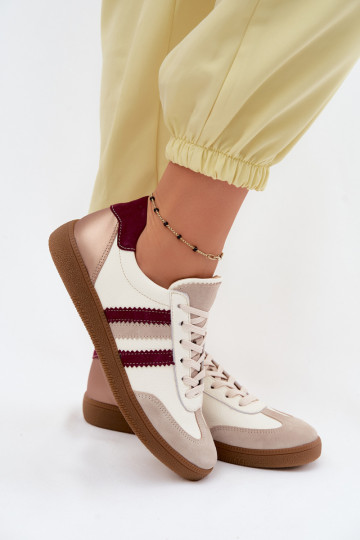 Peau Chaussures modèle baskets Féminin Zazoo N1234S2 Blanc-Bourgogne