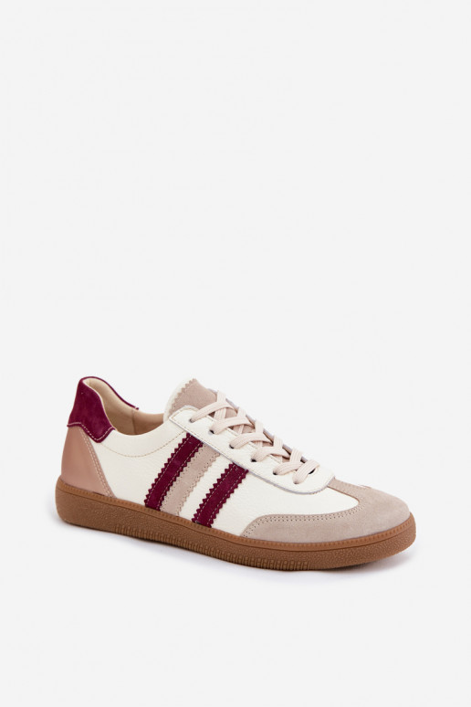 Baskets en cuir Zazoo N1234S2 blanc-bordeaux