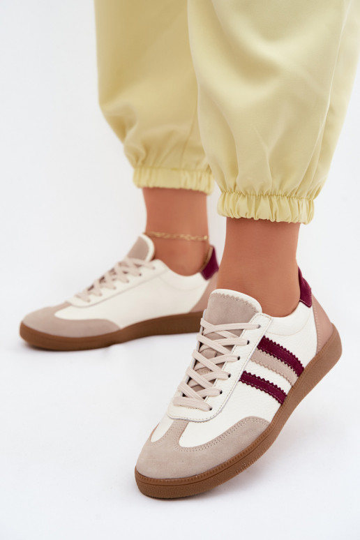 Baskets en cuir Zazoo N1234S2 blanc-bordeaux