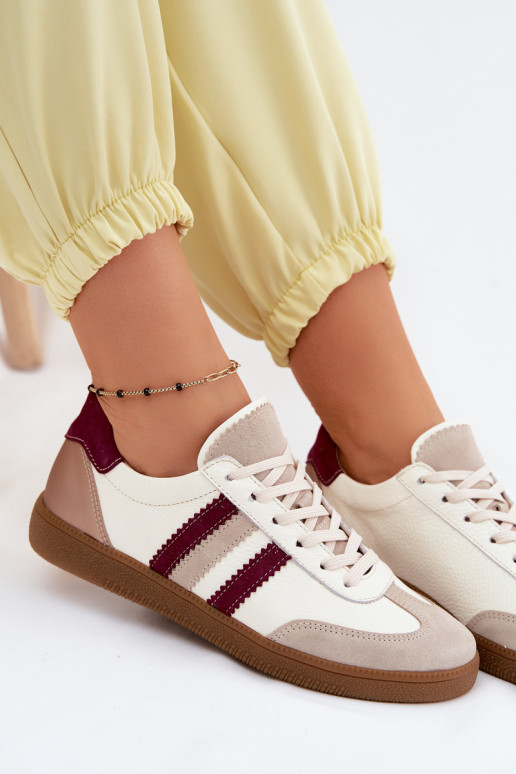 Peau Chaussures modèle baskets Féminin Zazoo N1234S2 Blanc-Bourgogne