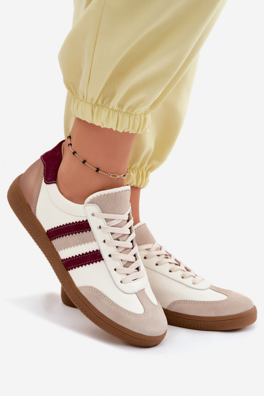 Baskets en cuir Zazoo N1234S2 blanc-bordeaux