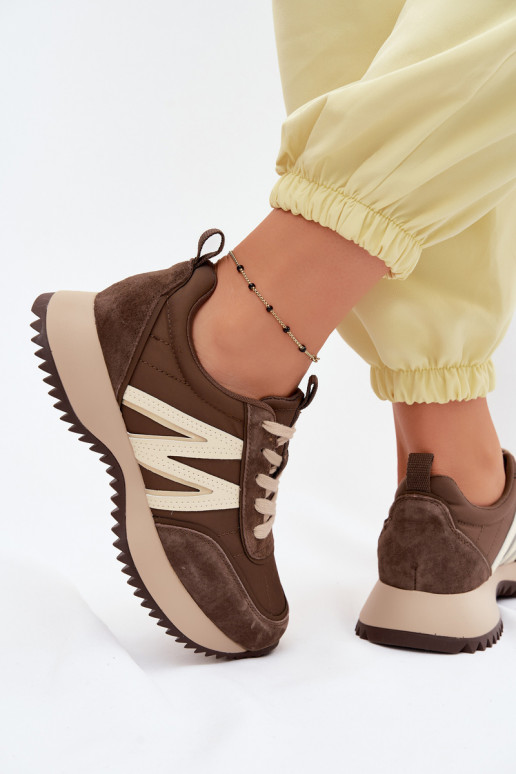 en daim Chaussures modèle baskets Féminin avec une plateforme Vinceza 41521 marron