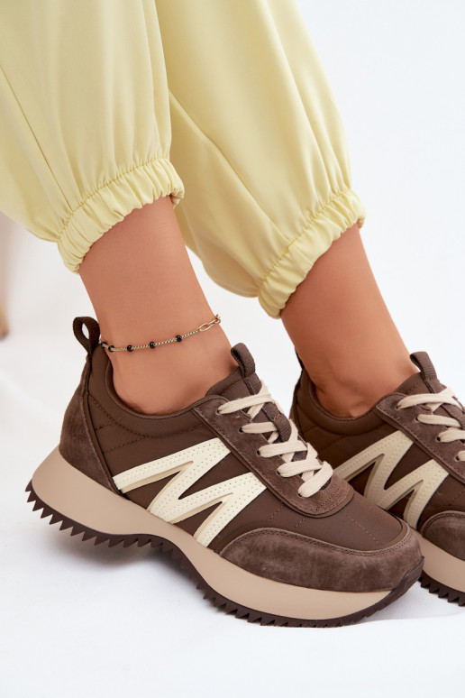 en daim Chaussures modèle baskets Féminin avec une plateforme Vinceza 41521 marron