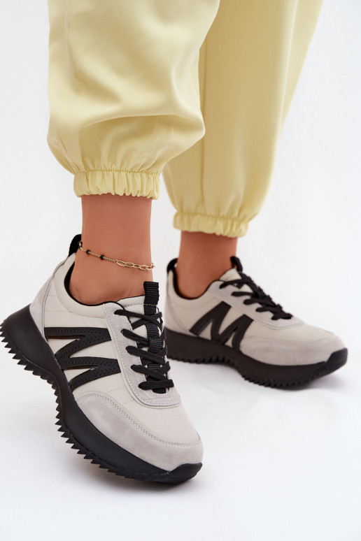 en daim Chaussures modèle baskets Féminin avec une plateforme Vinceza 41521 couleur grise