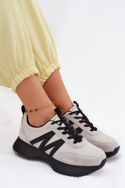 en daim Chaussures modèle baskets Féminin avec une plateforme Vinceza 41521 couleur grise