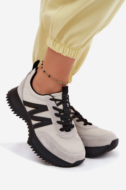 en daim Chaussures modèle baskets Féminin avec une plateforme Vinceza 41521 couleur grise