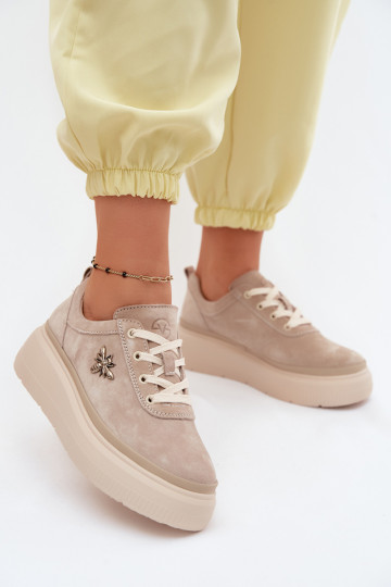 Chaussures en daim synthétique avec plateforme Vinceza 41523 couleur sable 2