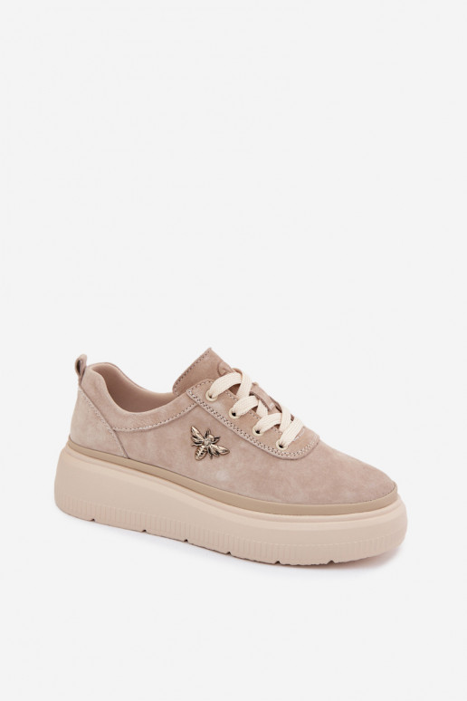 Chaussures en daim synthétique avec plateforme Vinceza 41523 couleur sable