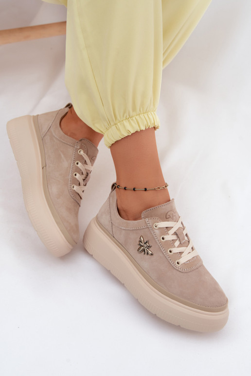 Chaussures en daim synthétique avec plateforme Vinceza 41523 couleur sable