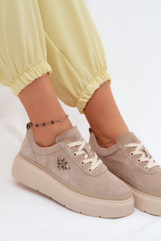 Chaussures en daim synthétique avec plateforme Vinceza 41523 couleur sable