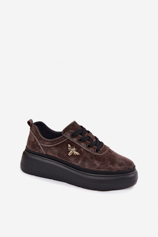 Chaussures en daim synthétique avec plateforme Vinceza 41523 couleur chocolat