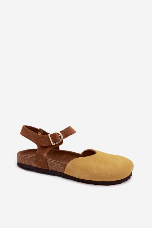 Sandales en cuir suédé avec orteils fermés Tai turiciejka H7365-07 jaune
