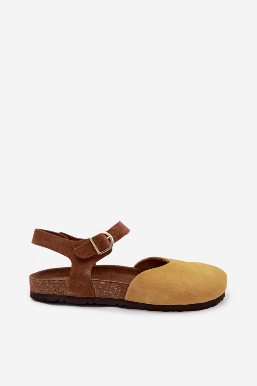 Sandales en cuir suédé avec orteils fermés Tai turiciejka H7365-07 jaune