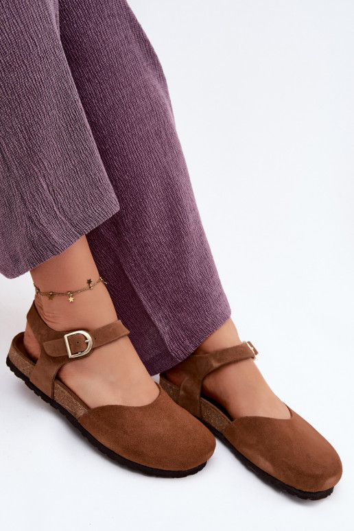 Peau Sandales femme en daimZakrytymi Palcami Il fautciejka H7365-02 marron