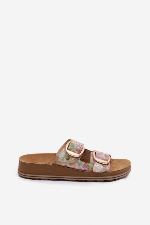 Chaussons en cuir à motifs avec boucles de différentes couleurs