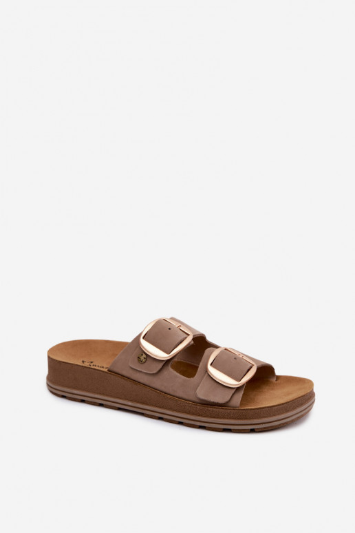 Chaussons en cuir avec boucles couleur sable